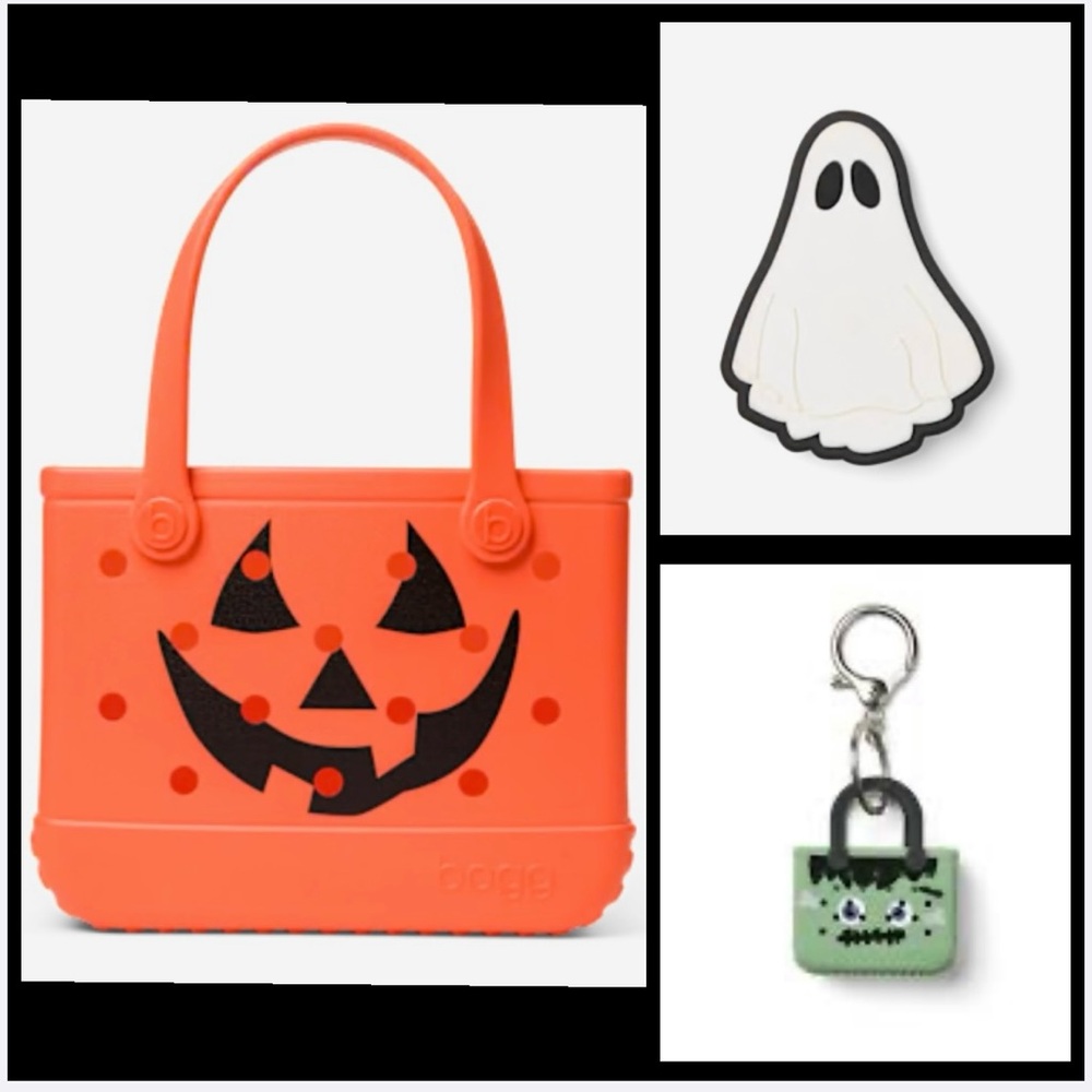 Bitty Bogg Bag Halloween Bag O Lantern with ghost bit / Frankenbog keychain NEW